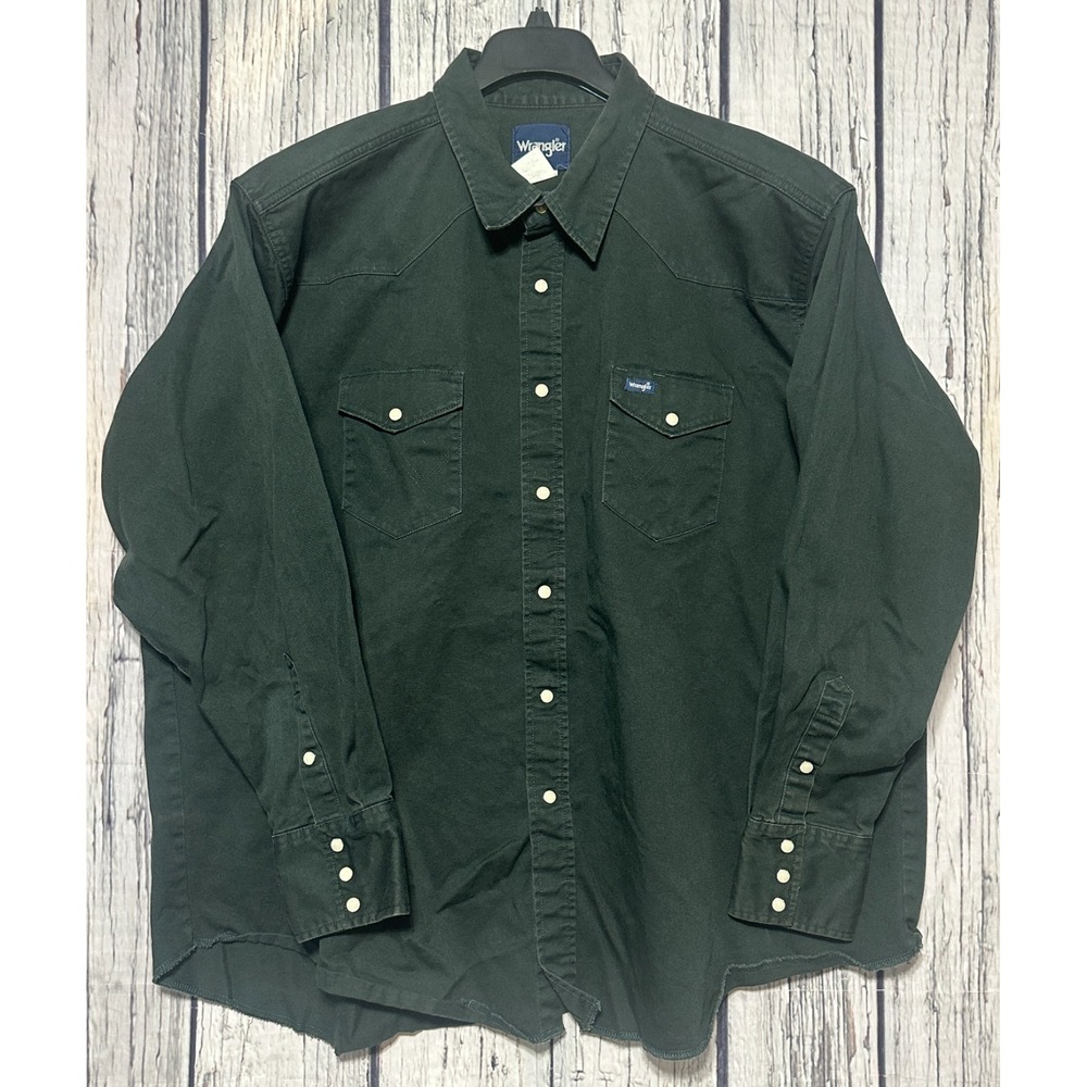VINTAGE Wrangler Brushpopper Shirt Mens 3X Big Pearl Snap Western Cowboy‎ Rodeo
